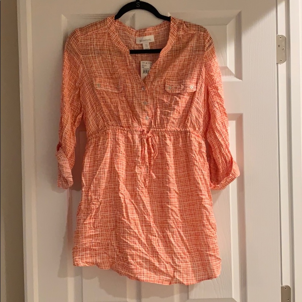 Button front maternity tunic shirt